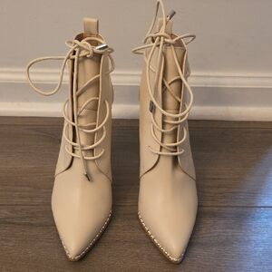 BCBGeneration Haniah Cream Lace-Up Ankle Boots